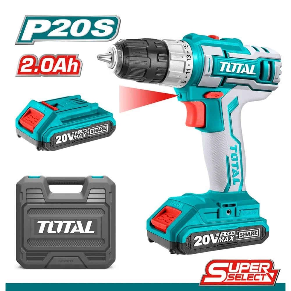 Δραπανοκατσάβιδο TOTAL 20V/2Ah TDLI200215 με ροπή 45Nm και LED