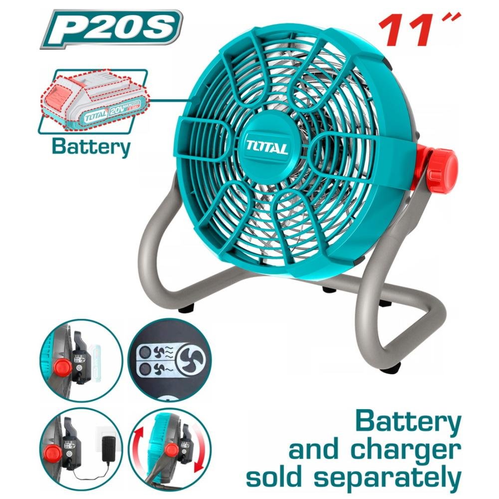 Ανεμιστήρας Ρεύματος & Μπαταρίας TOTAL TFALI2002 με ισχύ 20V σε γκρι-μπλε χρώμα