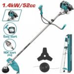 Βενζινοκίνητο Θαμνοκοπτικό TOTAL 52cc για καθαρισμό χόρτων και θάμνων με ισχυρό κινητήρα και εύκολη εκκίνηση."