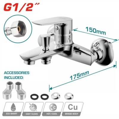 Μπαταρία Μπάνιου Total Tslbm31001 με επιχρωμιωμένο φινίρισμα, εργονομικό σχεδιασμό και ανθεκτικό μηχανισμό για σύγχρονα μπάνια.