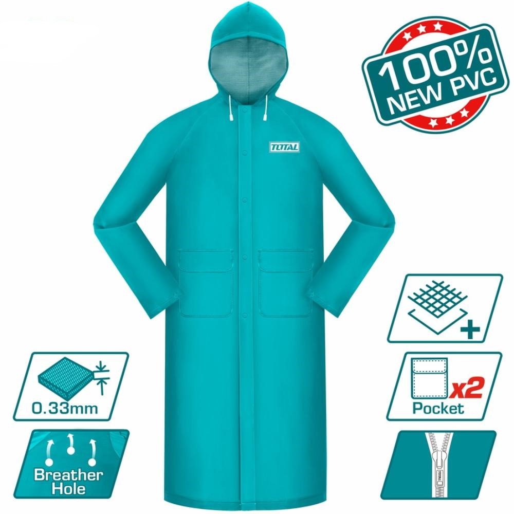 Αδιάβροχη καπαρντίνα εργασίας TOTAL με κουκούλα σε σκούρο χρώμα