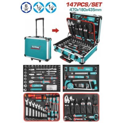 Total Βαλίτσα Με Εργαλεία Set 147 TMX Thkthp21476 τροχήλατη αλουμινίου με πλήρες σετ εργαλείων για κάθε εργασία