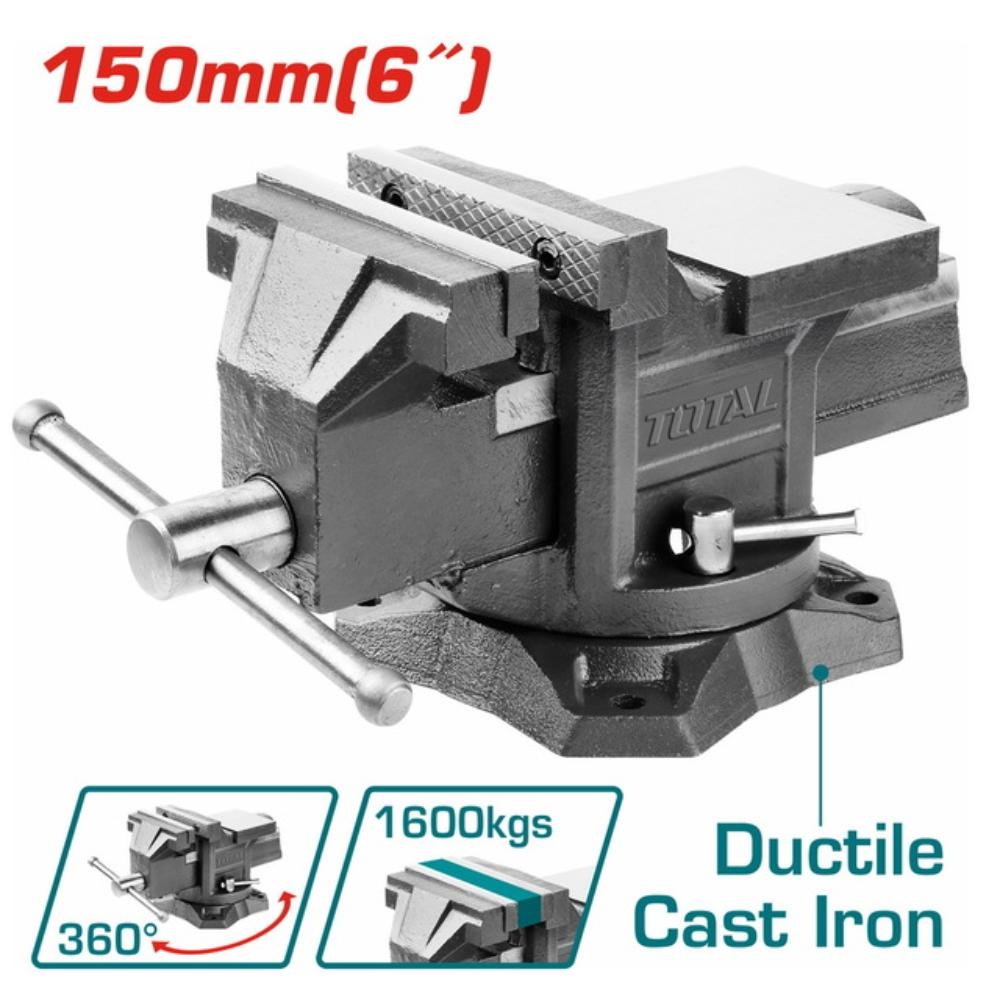 Μέγγενη Περιστρεφόμενη Total 150mm THT6166 6" για επαγγελματική σύσφιξη σε πάγκο εργασίας