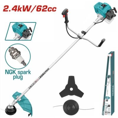 OTAL Βενζινοκίνητο Θαμνοκοπτικό 62cc σε λειτουργία σε κήπο.