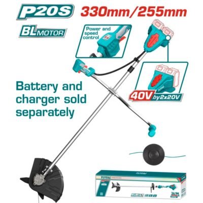 Θαμνοκοπτικό μπαταρίας TOTAL 2x20V για ισχυρή και άνετη φροντίδα κήπου
