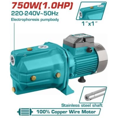 Αντλία αυτόματης αναρρόφησης TOTAL 750W σε λευκό φόντο