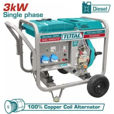 Ηλεκτρογεννήτρια Diesel Total 3000W TP430001 με κινητήρα 7HP