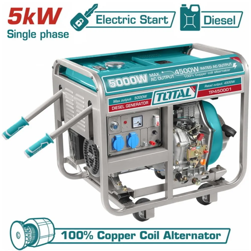 Ηλεκτρογεννήτρια Diesel Total 5000W TP450001 με κινητήρα 9HP