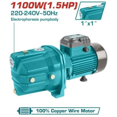 Αντλία αυτόματης αναρρόφησης TOTAL 1100W σε λευκό φόντο