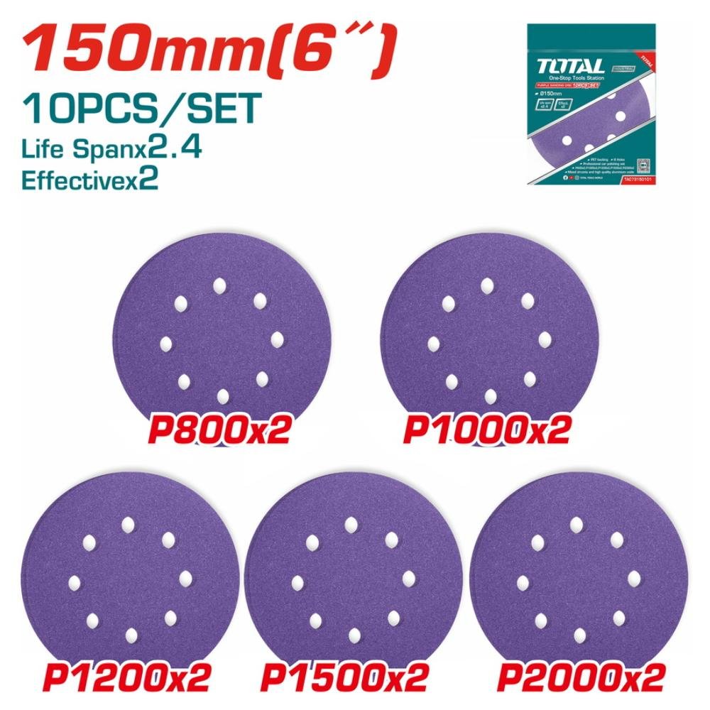 Γυαλόχαρτα Για Tat91501 Tf2041506 Total 150mm σετ 10 τεμαχίων για τριβείο