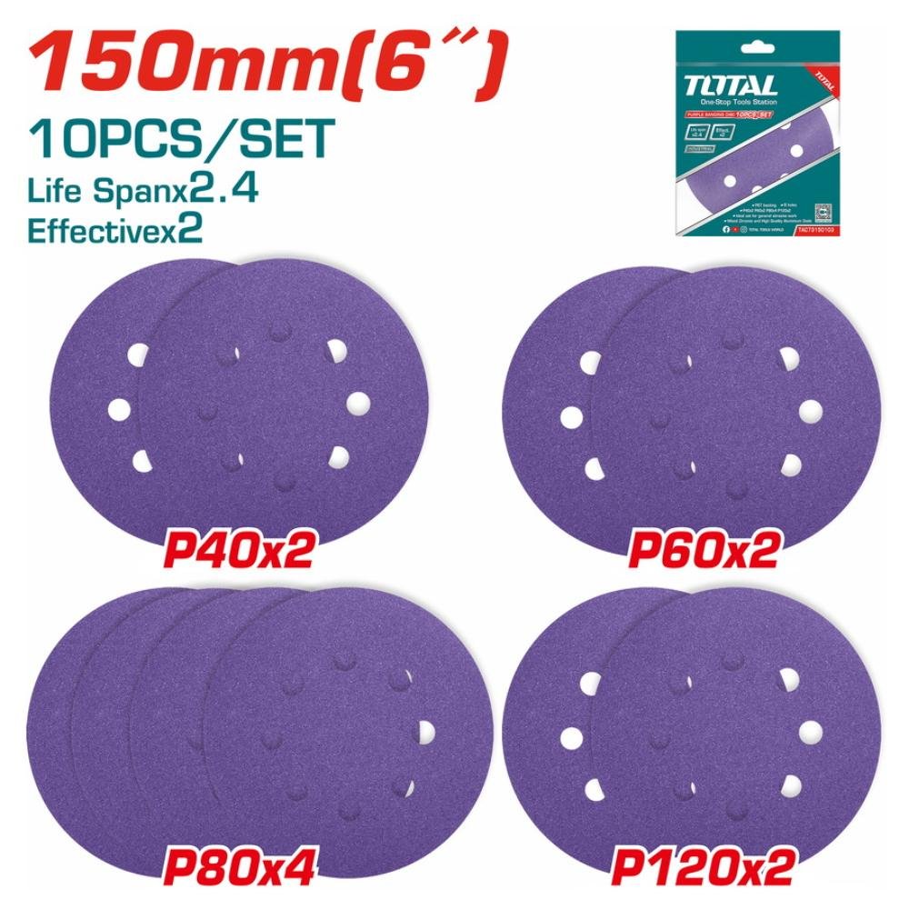 Γυαλόχαρτα Για Tat91501 Tf2041506 Total 150mm σετ 10 τεμαχίων velcro