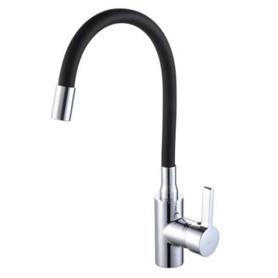 Μπαταρία Κουζίνας Αναμεικτική Cresman Εύκαμπτη Μαύρη με μαύρο ματ φινίρισμα και μοντέρνο σχεδιασμό.