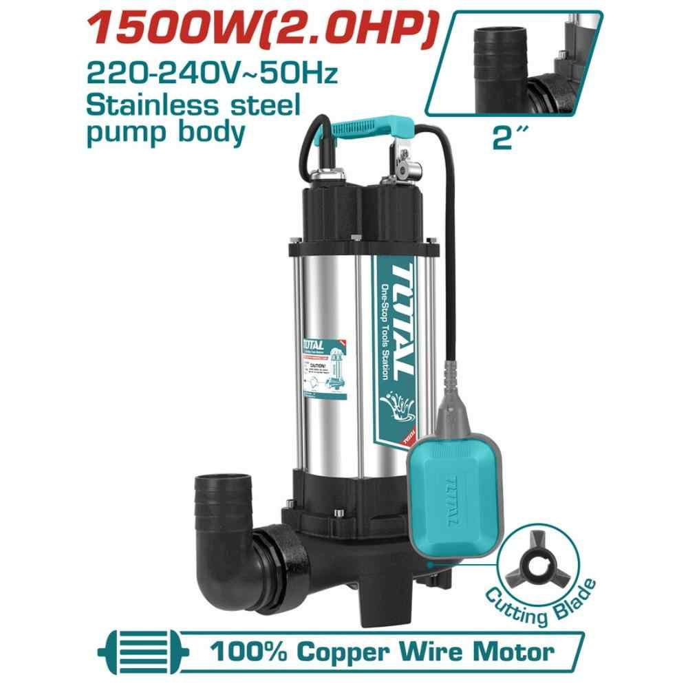 Αντλία Λυμάτων με Κοπτήρα TOTAL 1.500W - ΙΝΟΧ για άντληση λυμάτων