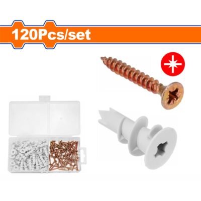 Βίδες + Βύσματα Γυψοσανίδα Wadfow Σετ 120τεμ για Στερέωση σε γυψοσανίδα