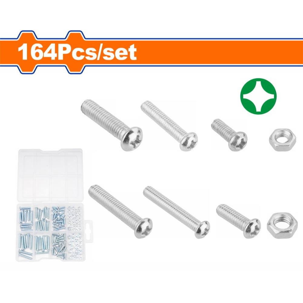 Κατσαβιδόβιδες & Περικόχλια Wadfow Σετ 164τεμ για ξύλο και μέταλλο