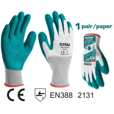 TOTAL γάντια latex εργασίας ενισχυμένα για ανθεκτική προστασία χεριών