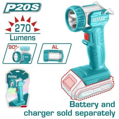 Φακός Μπαταρίας TOTAL TWLI2038 20V με LED φωτισμό και εργονομική λαβή