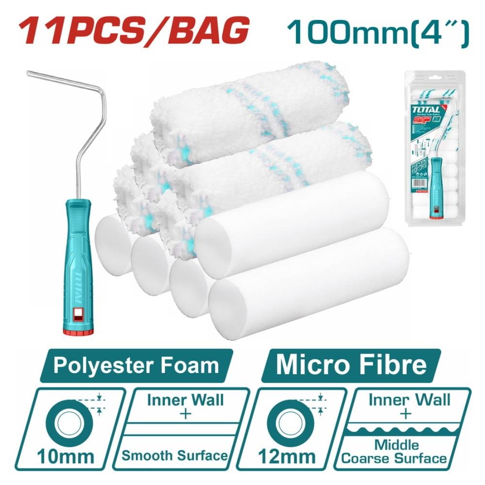 Total Σετ Ρολάκια Βαφής 11 Σε 1 για εύκολη βαφή τοίχων και λεπτομερειών