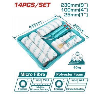 Σετ Ρολών Βαφής 14 Τεμαχίων Total THT862302 με ρολά βαφής, πινέλα και σκαφάκι για εύκολη εφαρμογή χρώματος