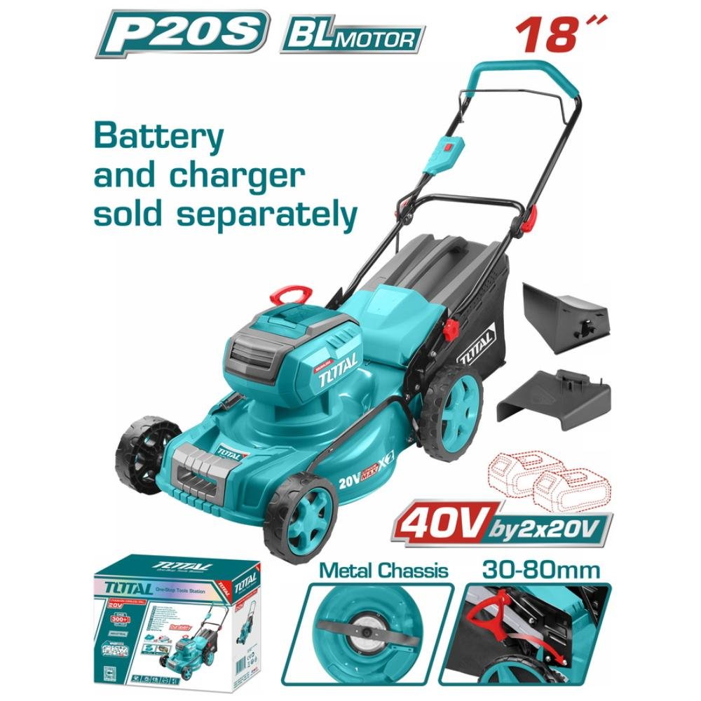 TOTAL Μηχανή Γκαζόν Μπαταρίας Li-ion 2X20V 46cm TLMLI20185 για επαγγελματική χρήση