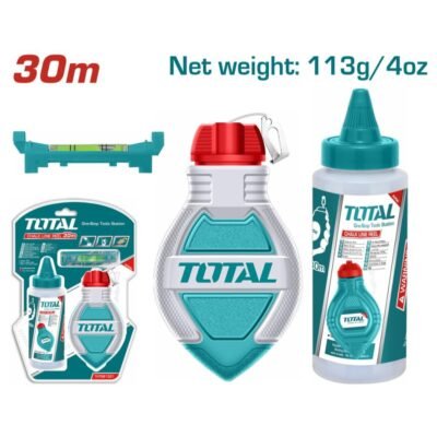 Νήμα Στάθμης Total 30 Μέτρα με έντονο χρώμα και εργονομική συσκευή τυλίγματος για ακριβή ευθυγράμμιση τοίχων και δαπέδων