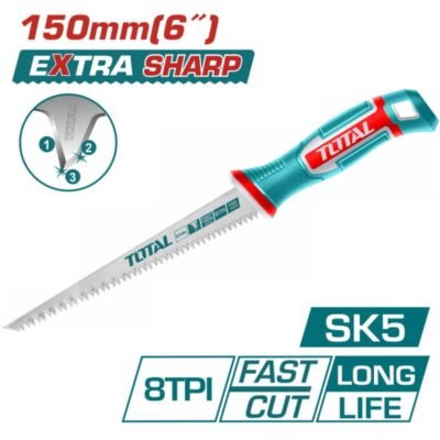 Πριόνι Για Γυψοσανίδα 150mm Total με αιχμηρή λεπίδα και εργονομική λαβή για ακριβή κοπή γυψοσανίδων.