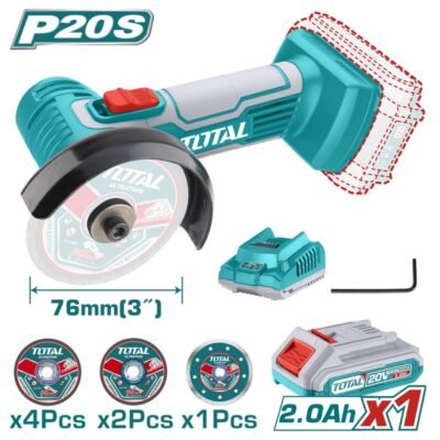 Γωνιακός Τροχός TOTAL Mini 20V με μπαταρία 2Ah για επαγγελματική χρήση.
