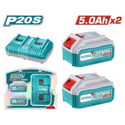 Σετ 2 Μπαταριών TOTAL 20V 5Ah για εργαλεία 20V, υψηλή απόδοση.