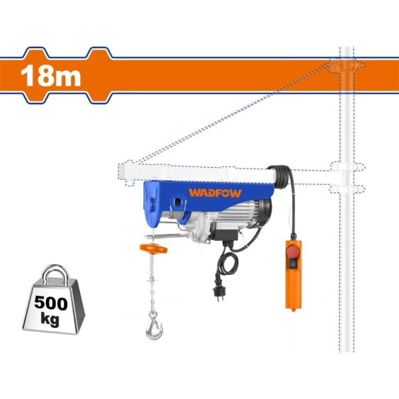 Ηλεκτρικό Παλάγκο WADFOW 800W με καλώδιο 18m και ισχυρό μοτέρ Ηλεκτρικό Παλάγκο WADFOW 800W για ανύψωση φορτίων έως 500Kg