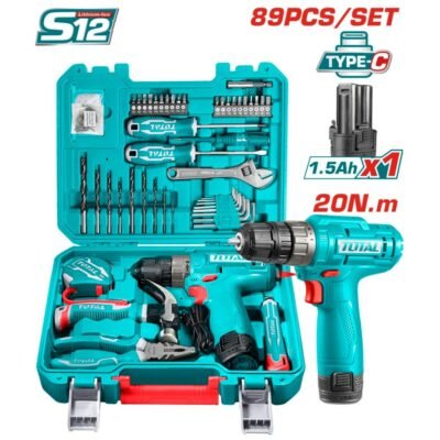 TOTAL ΣΕΤ ΔΡΑΠΑΝΟΚΑΤΣΑΒΙΔΟ ΜΠΑΤ. Li-ion 12V / 1.5Ah 89ΤΕΜ Type C (THKTHP10892)