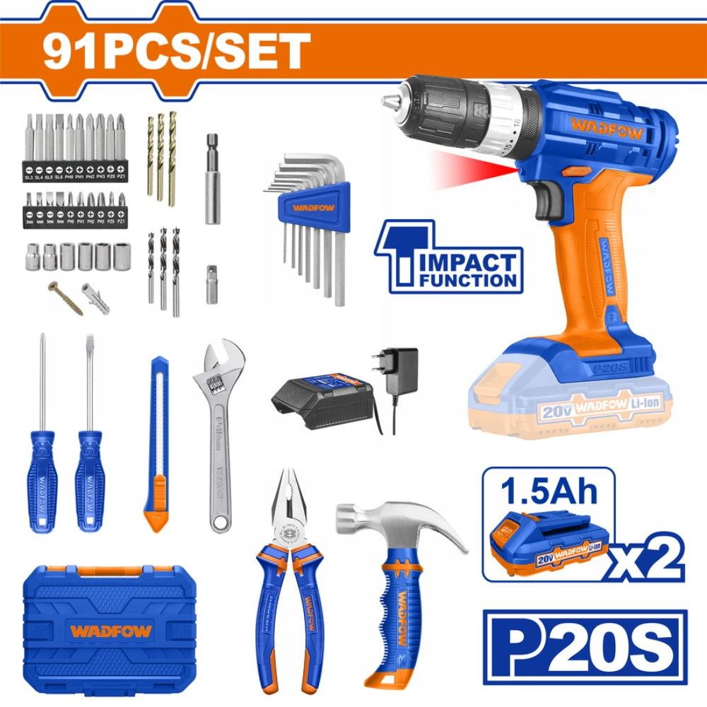 Δραπανοκατσάβιδο Κρουστικό Wadfow set 91tmx με πλήρες σετ αξεσουάρ