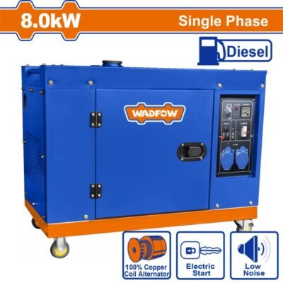 Ηλεκτρογεννήτρια Diesel WADFOW 8.000W με μεταλλικό περίβλημα και τροχούς μεταφοράς
