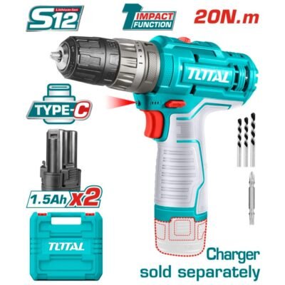 Κρουστικό Δραπανοκατσάβιδο TOTAL 12V TIDLI12202 με 2 μπαταρίες