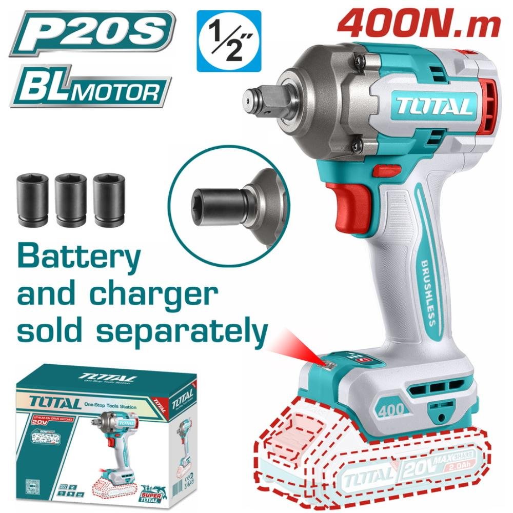 Μπουλονόκλειδο Μπαταρίας TOTAL 400Nm TIWLI20401 χωρίς μπαταρία