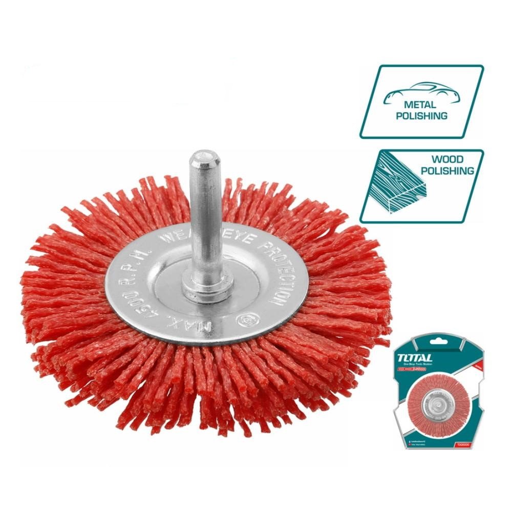 Συρματόβουρτσα Δράπανου Total Νάυλον για καθαρισμό χωρίς φθορά σε μέταλλο, ξύλο και πλαστικό