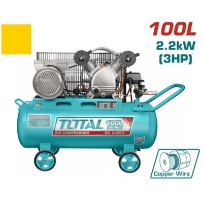 Αεροσυμπιεστής Ιμάντα Total 100Lit TC2301006 με δύο κεφαλές για ισχυρή επαγγελματική χρήση.