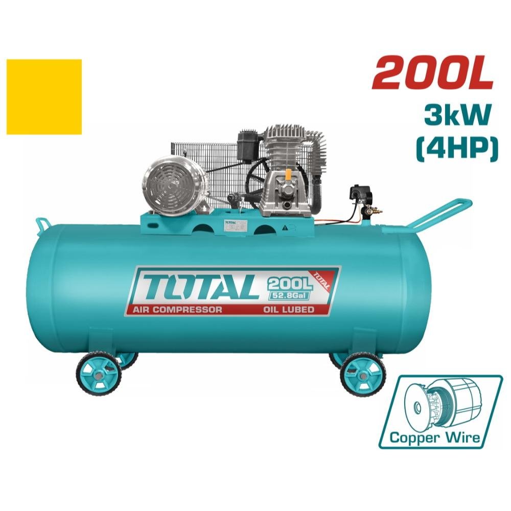Αεροσυμπιεστής Ιμάντα Total 200Lit TC1402002 – Επαγγελματικός και ισχυρός Αεροσυμπιεστής Ιμάντα Total 200Lit TC1402002 για επαγγελματική χρήση με ισχυρή παροχή αέρα.