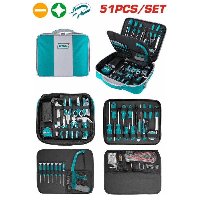 Total Κασετίνα Εργαλείων Τηλεπικοινωνιών 51 τεμαχίων Tkttsk0512 σε πρακτική θήκη με πλήρες σετ εργαλείων
