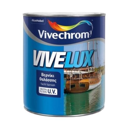 Βερνίκι ξύλου Vivelux 750ML διαλύτου βάσεως με γυαλιστερό φινίρισμα για προστασία και φυσική λάμψη ξύλινων επιφανειών.