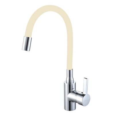 Μπαταρία κουζίνας αναμεικτική Cresman εύκαμπτη μπεζ με μοντέρνο σχεδιασμό και ανθεκτική ορειχάλκινη βάση.