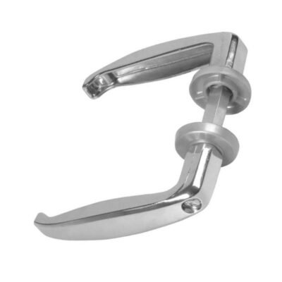 Πόμολο Σιδερόπορτας Νεοξάλ Ασημί με μοντέρνο σχεδιασμό και ανθεκτική κατασκευή για μεταλλικές πόρτες.