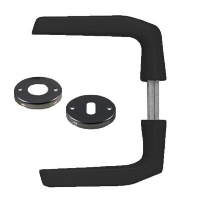 Πόμολο καμαρόπορτας Νεοξαλ μαύρο από αλουμίνιο – κομψό και ανθεκτικό πόμολο για ξύλινες μεσόπορτες