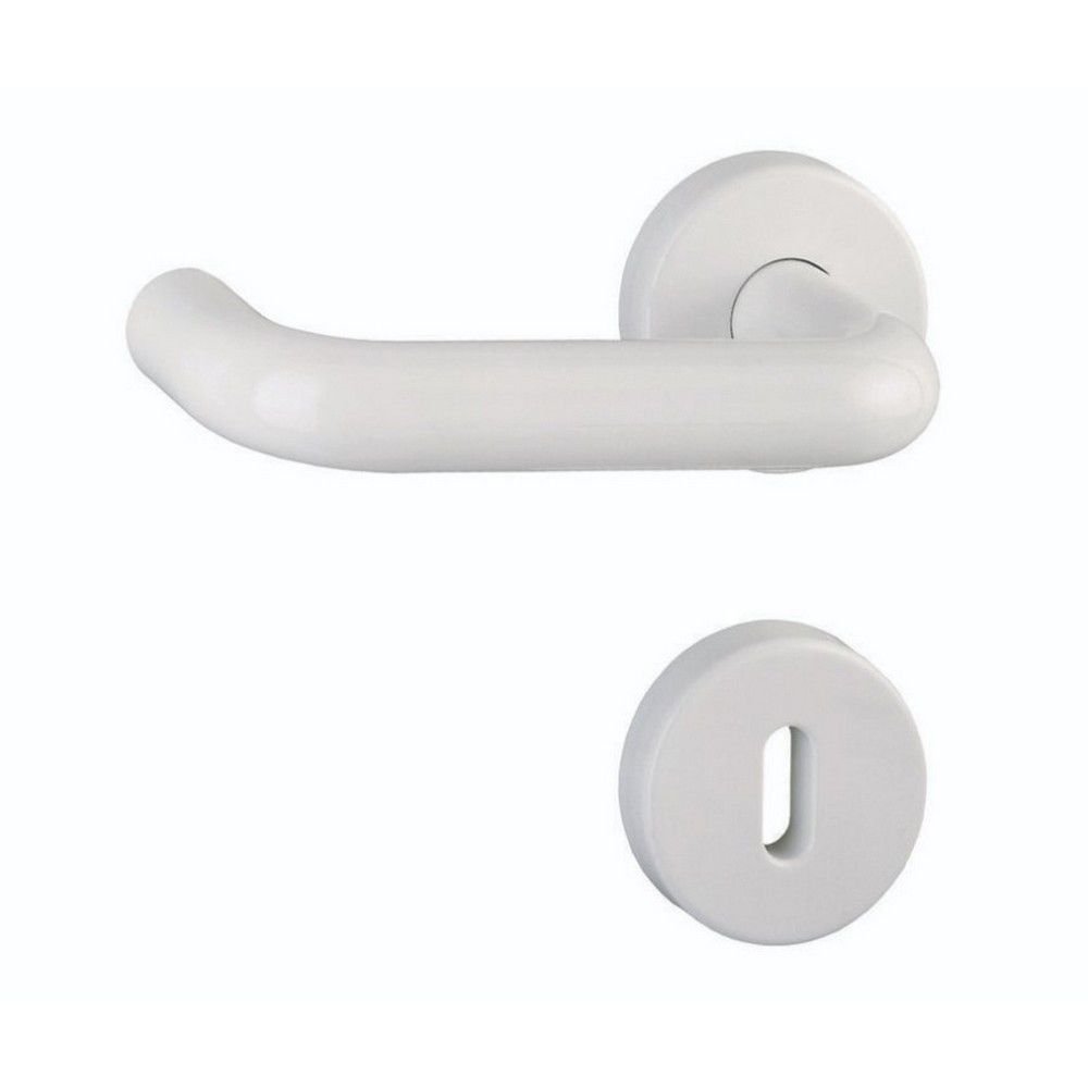 Πόμολο καμαρόπορτας Νεοξαλ πλαστικό λευκό – Ελαφρύ, ανθεκτικό και κομψό πόμολο για μεσόπορτες Πόμολο καμαρόπορτας Νεοξαλ πλαστικό λευκό με ροζέτα 310/40 για ξύλινες μεσόπορτες