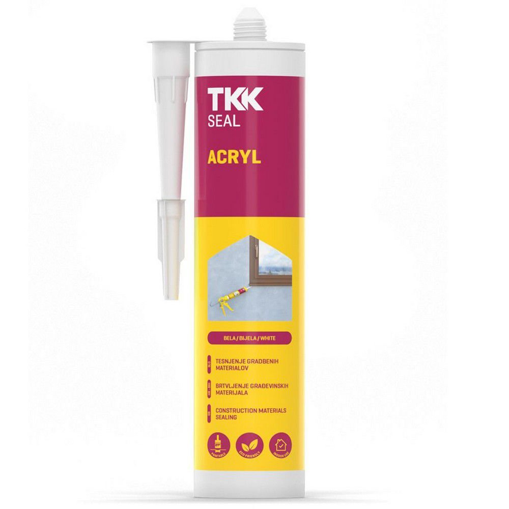 Στόκος ακρυλικός Tkk 280ml σε φύσιγγα, ιδανικός για σφράγιση και επιδιόρθωση ρωγμών σε τοίχους και κουφώματα.