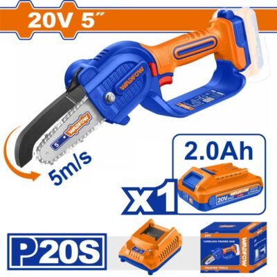 Αλυσοπρίονο Κλαδευτικό Μπαταρίας Wadfow WCLP556E σε κοντινή προβολή.