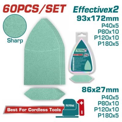 Γυαλόχαρτα Τύπου Δέλτα Total Σετ 60τεμ για λεπτομερή λείανση