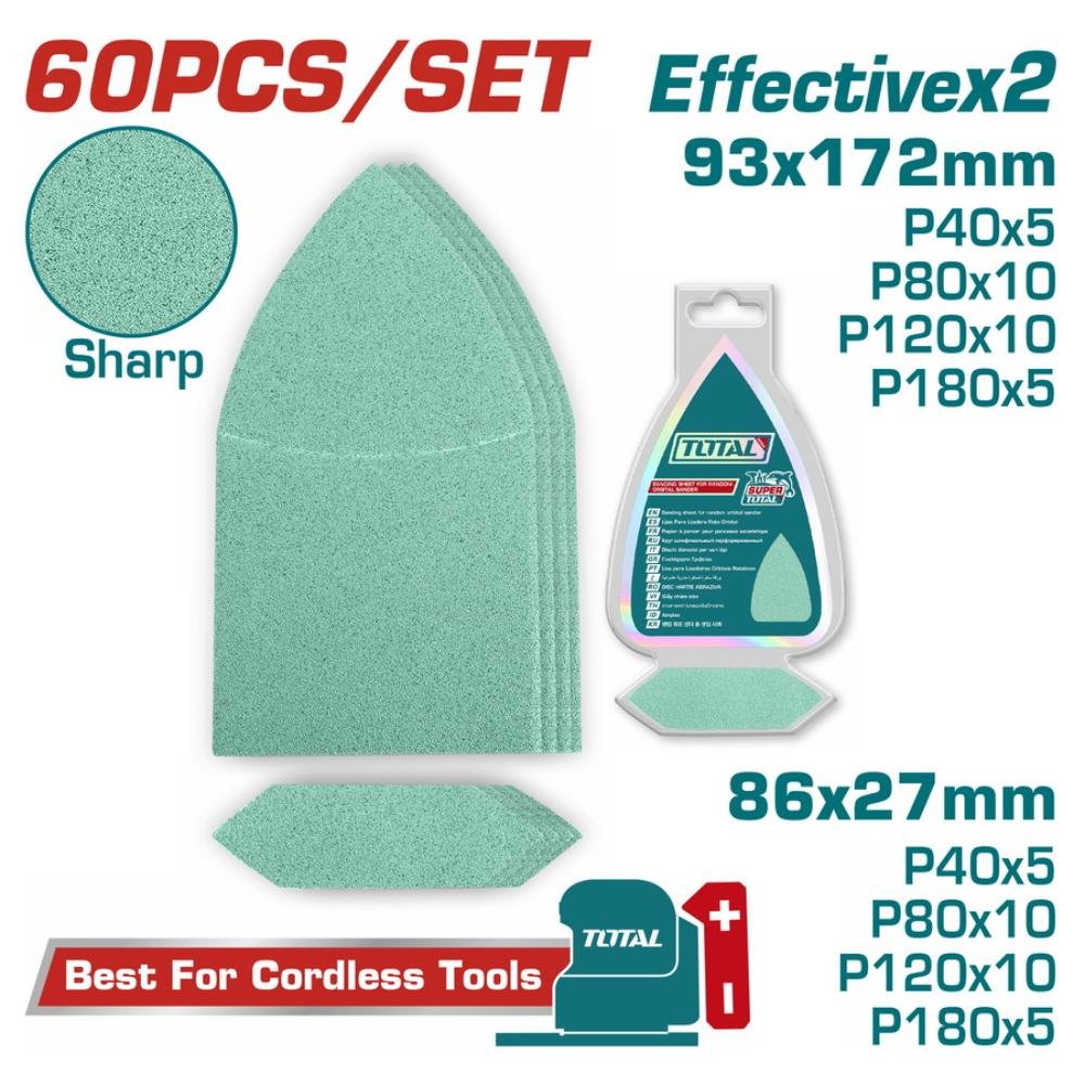 Γυαλόχαρτα Τύπου Δέλτα Total Σετ 60τεμ για λεπτομερή λείανση