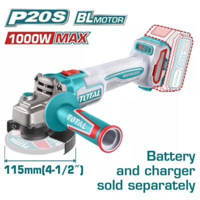 Γωνιακός Τροχός Μπαταρίας Total 115mm σε κοντινή προβολή