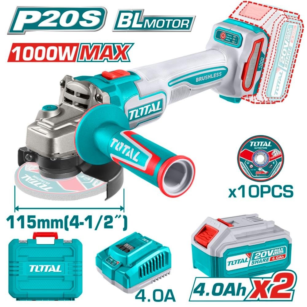 Γωνιακός Τροχός Μπαταρίας Total 115mm Tagli271532e σε κοντινή προβολή