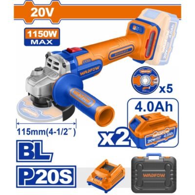 Γωνιακός Τροχός Μπαταρίας Wadfow 1150w για ισχυρή κοπή και λείανση.